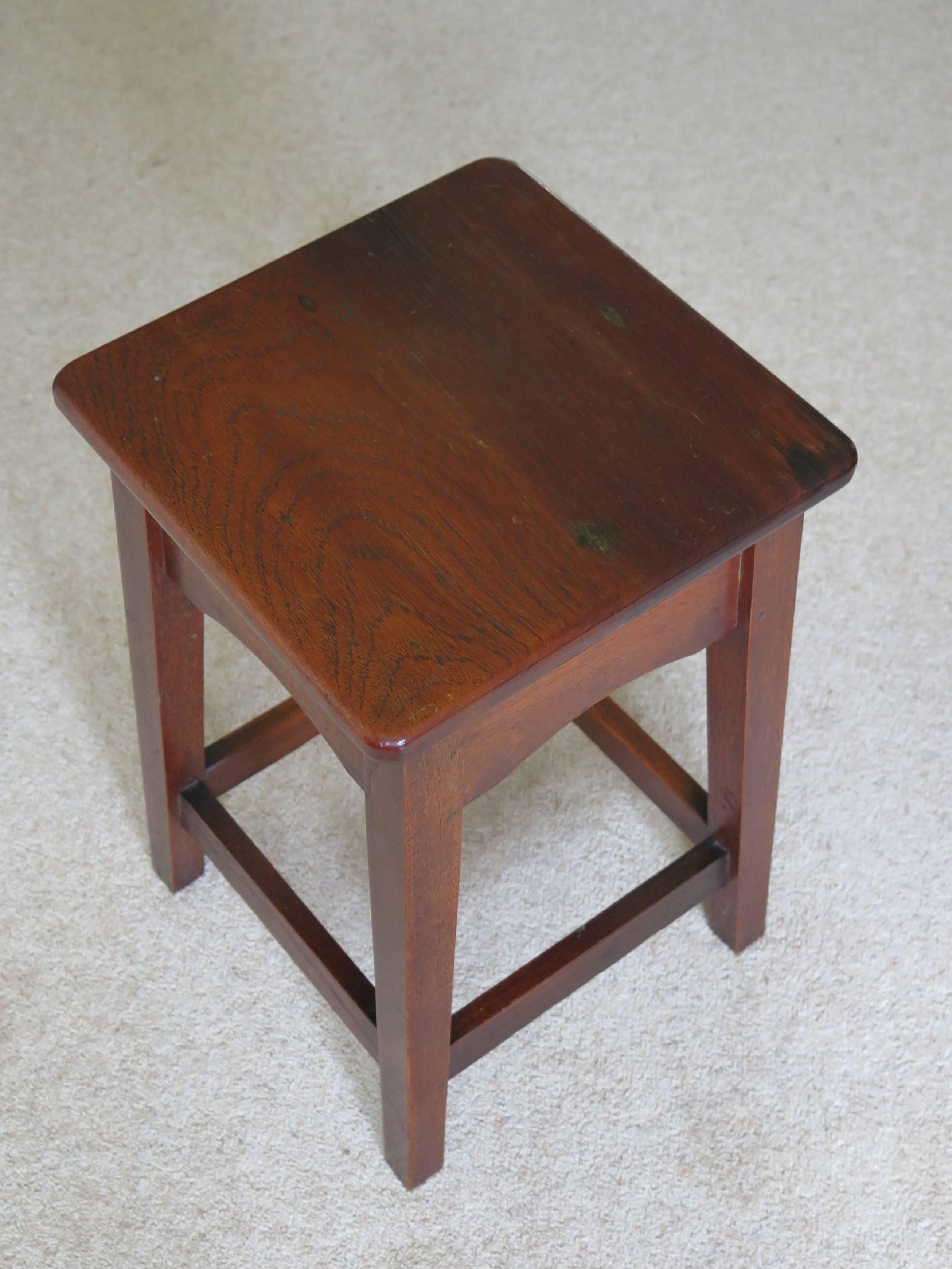 Edwardian handmade Solid Oak & Elm Stool or Stand,  English circa 1900 5