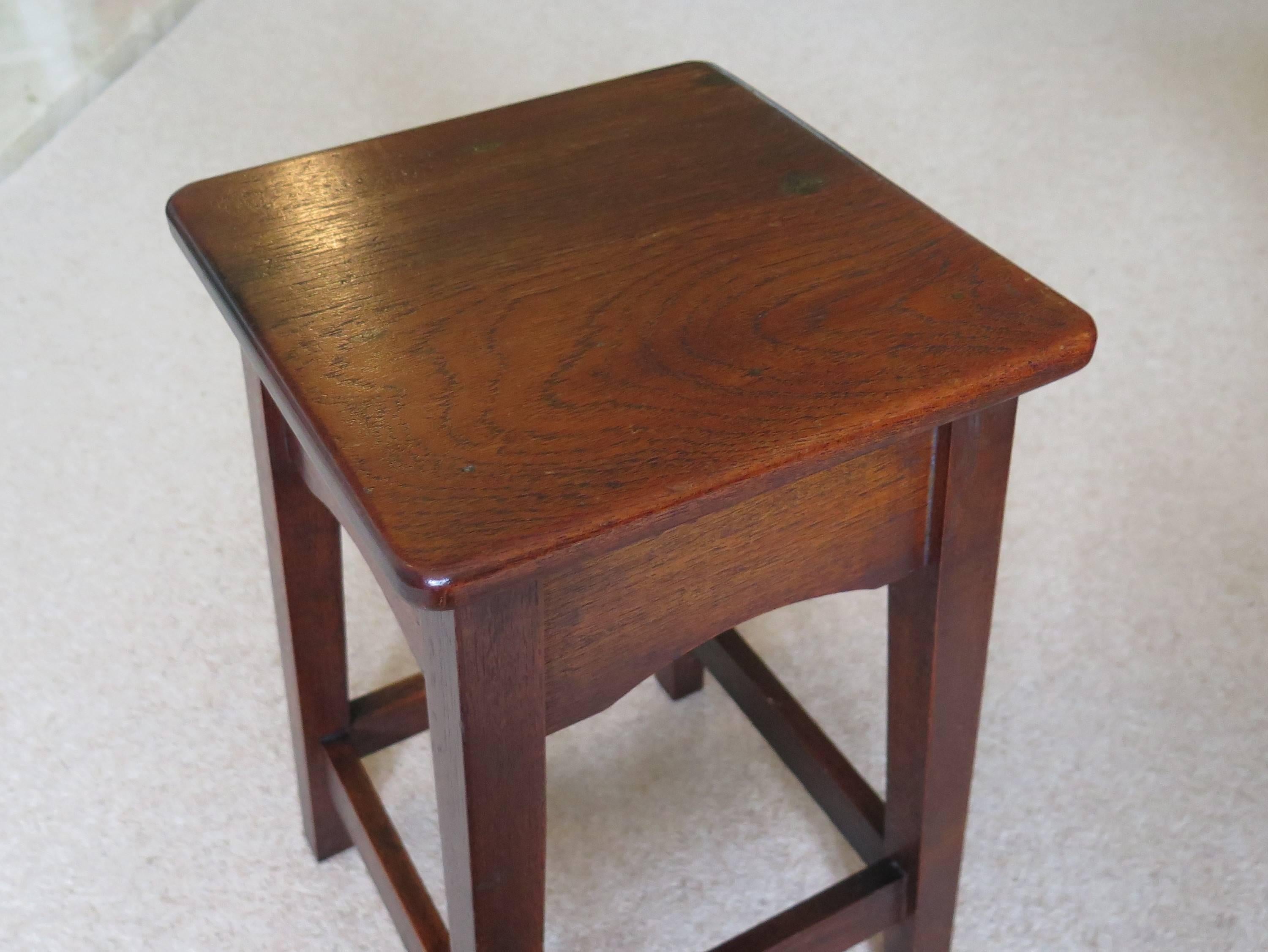 Country Edwardian handmade Solid Oak & Elm Stool or Stand,  English circa 1900