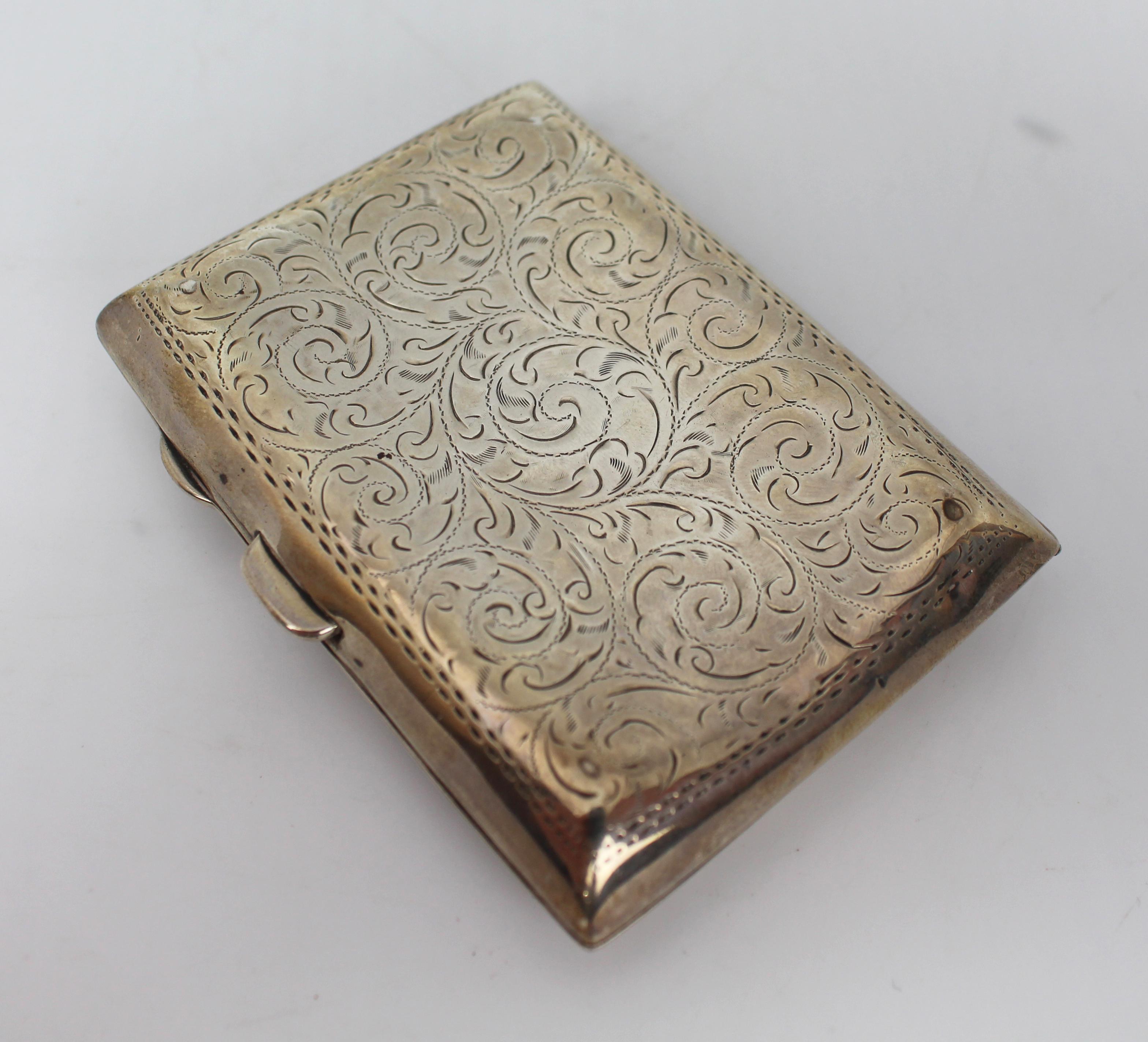 British Edwardian Solid Silver Cigarette Case by Joseph Gloster For Sale