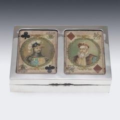 Scatola per carte da gioco edoardiana in argento massiccio di Levi & Salaman, 1902