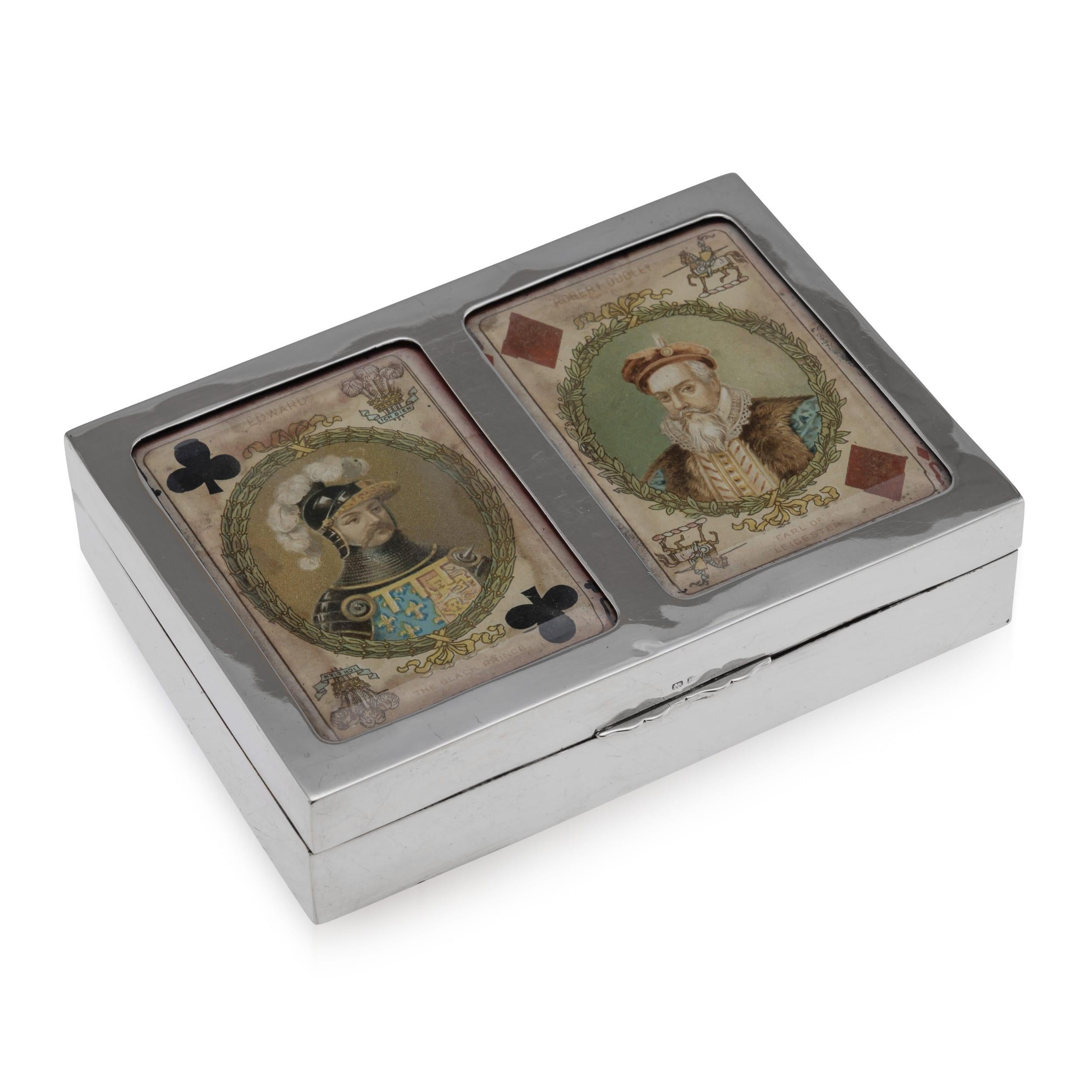 Edwardian Solid Silver Playing Cards Box by Levi & Salaman, 1902
