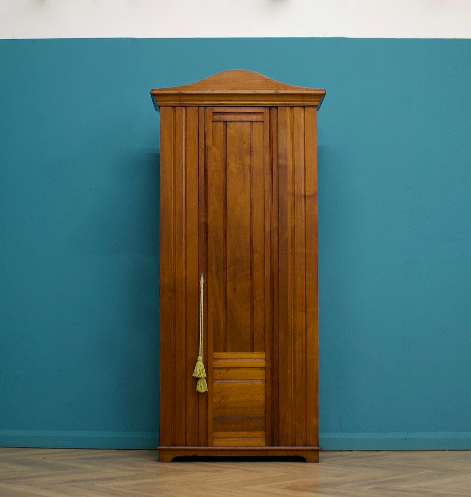 A stunning quality Edwardian solid walnut wardrobe  / hall cupboard


Inside the cupboard has coat hooks - a rail could be added so it can be used as a wardrobe


