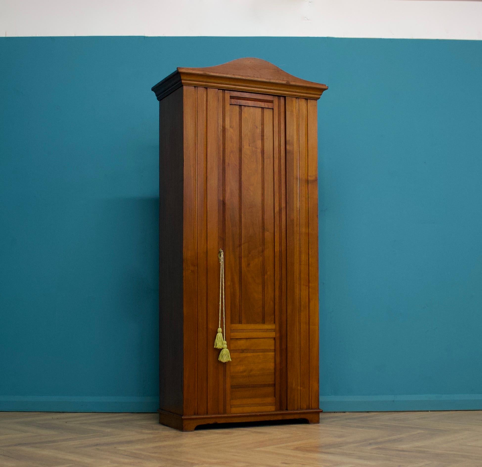 Arts and Crafts Edwardian Solid Walnut Hall Robe Cupboard, 1900s