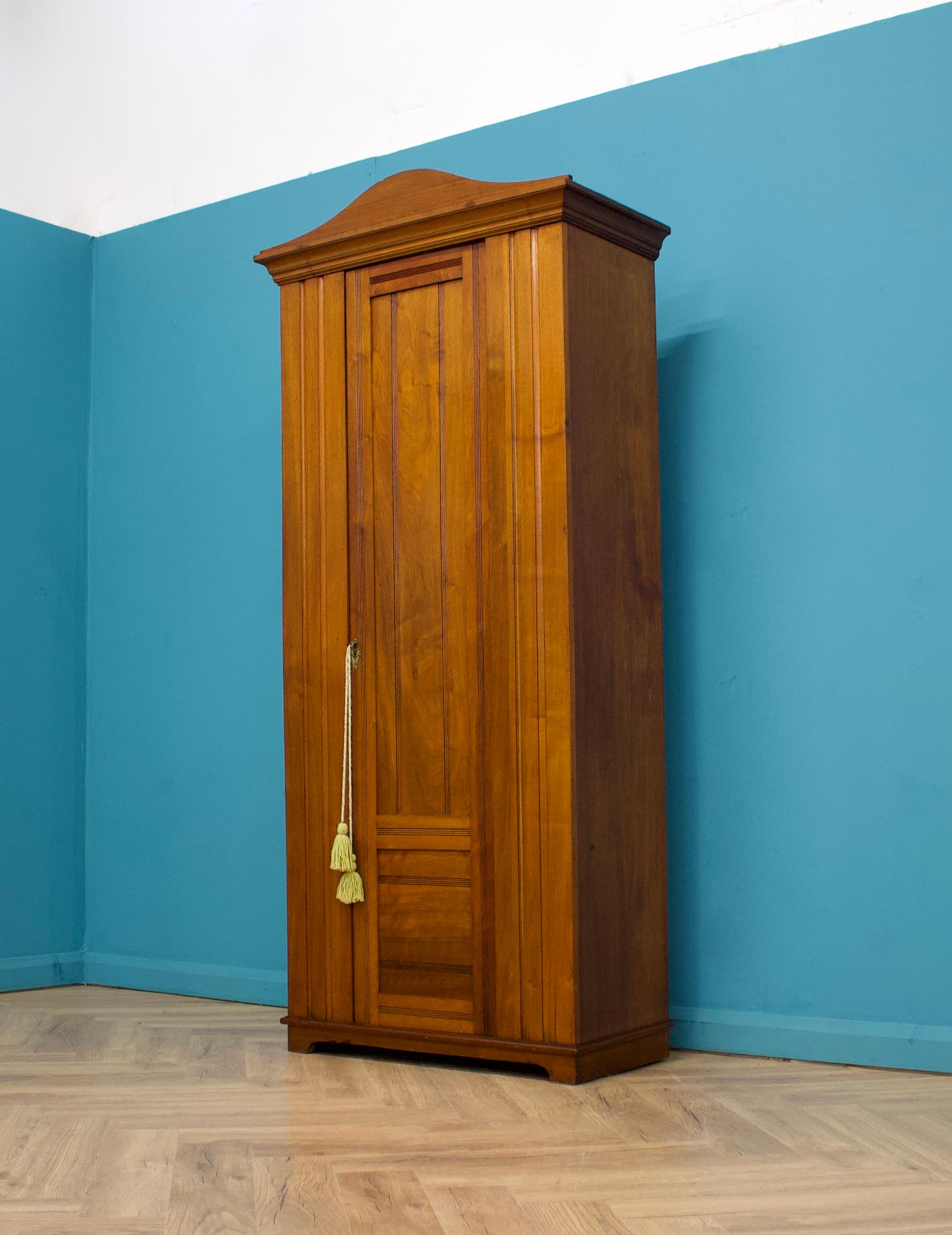 British Edwardian Solid Walnut Hall Robe Cupboard, 1900s