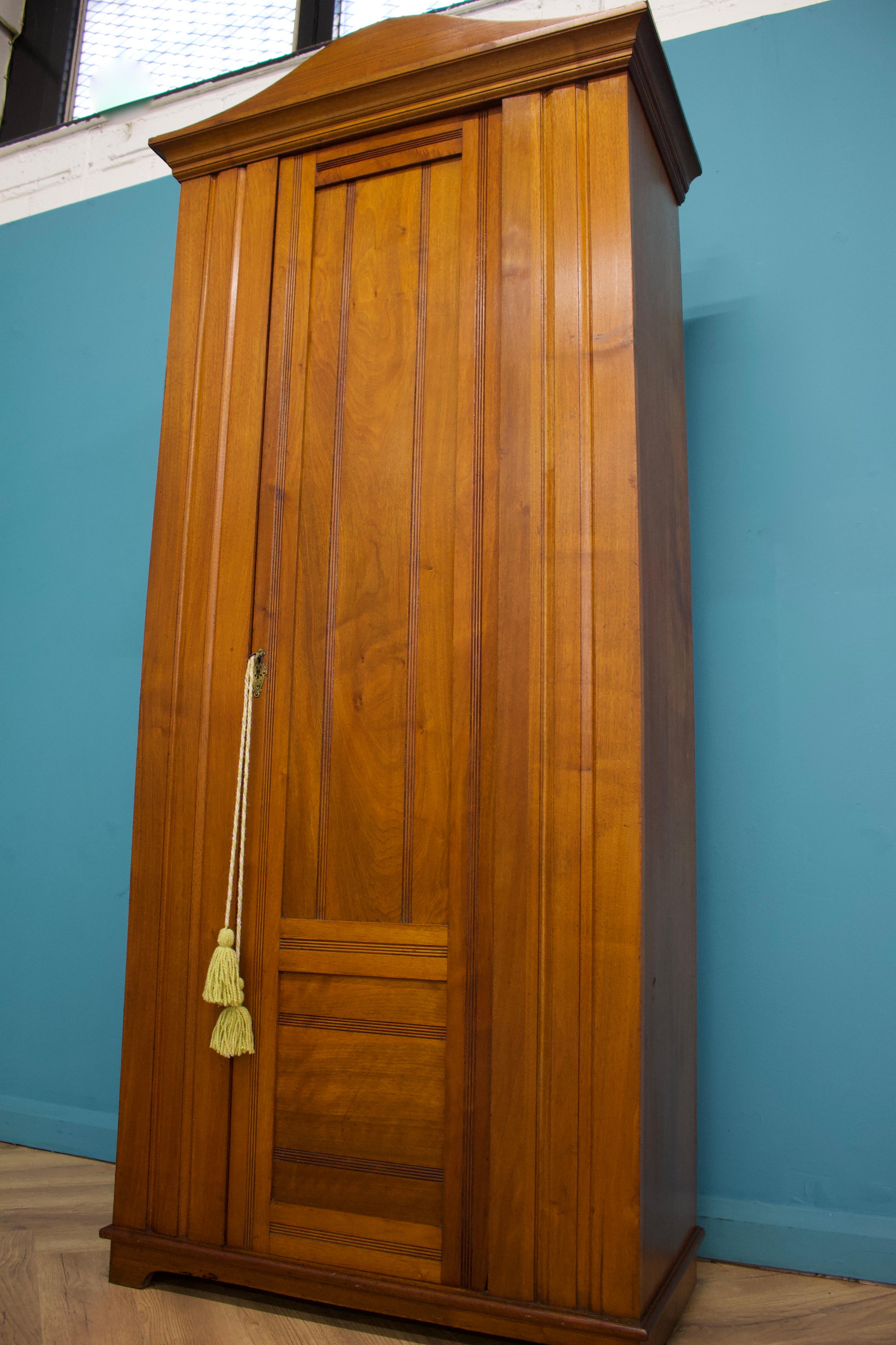 Woodwork Edwardian Solid Walnut Hall Robe Cupboard, 1900s