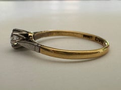 Edwardian Solitaire Diamond and Two-Tone 18K Yellow Gold and Platinum Ring