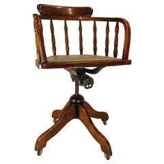Victorian Antique Captains Desk Chair With An Iron Tilt Mechanism