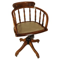 Victorian Antique Captains Desk Chair With An Iron Tilt Mechanism