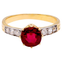 Edwardian Spinel Diamond 18K Yellow Gold Ring