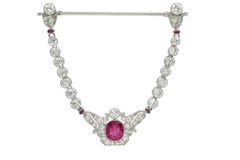 Edwardian Spinel Diamond Jabot Brooch
