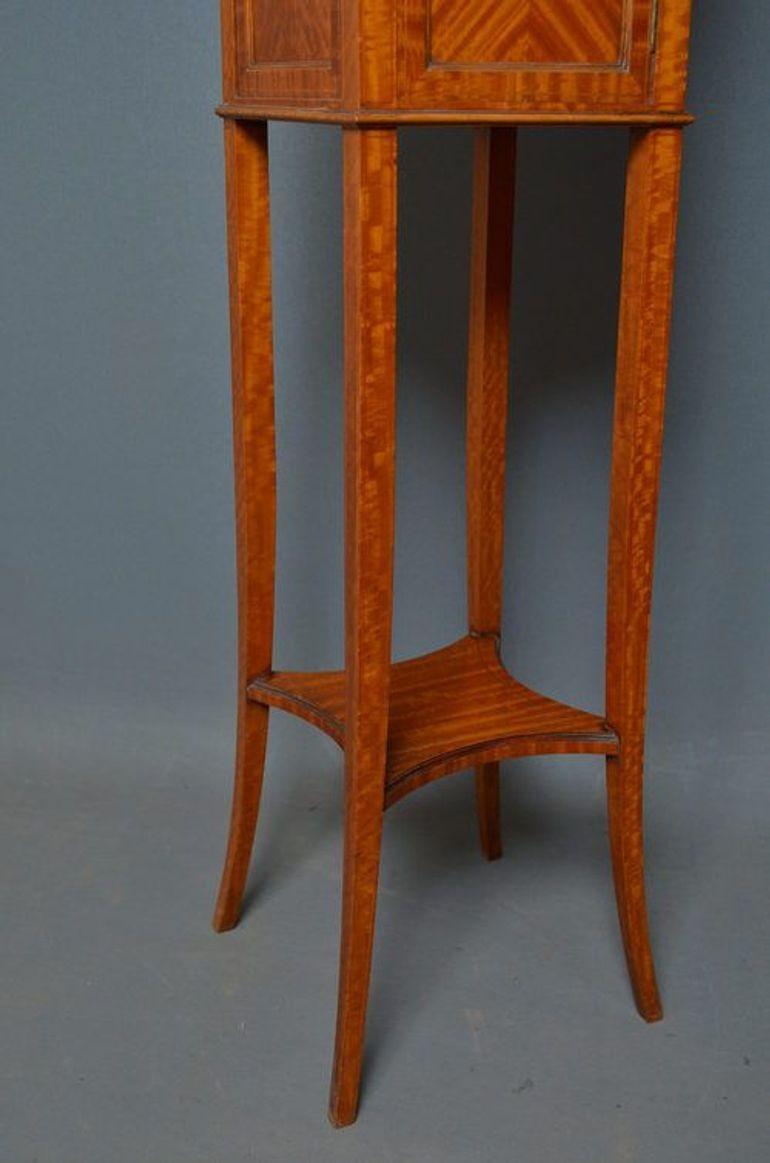 Edwardian Stand mit Schrank in satinwood (Britisch) im Angebot