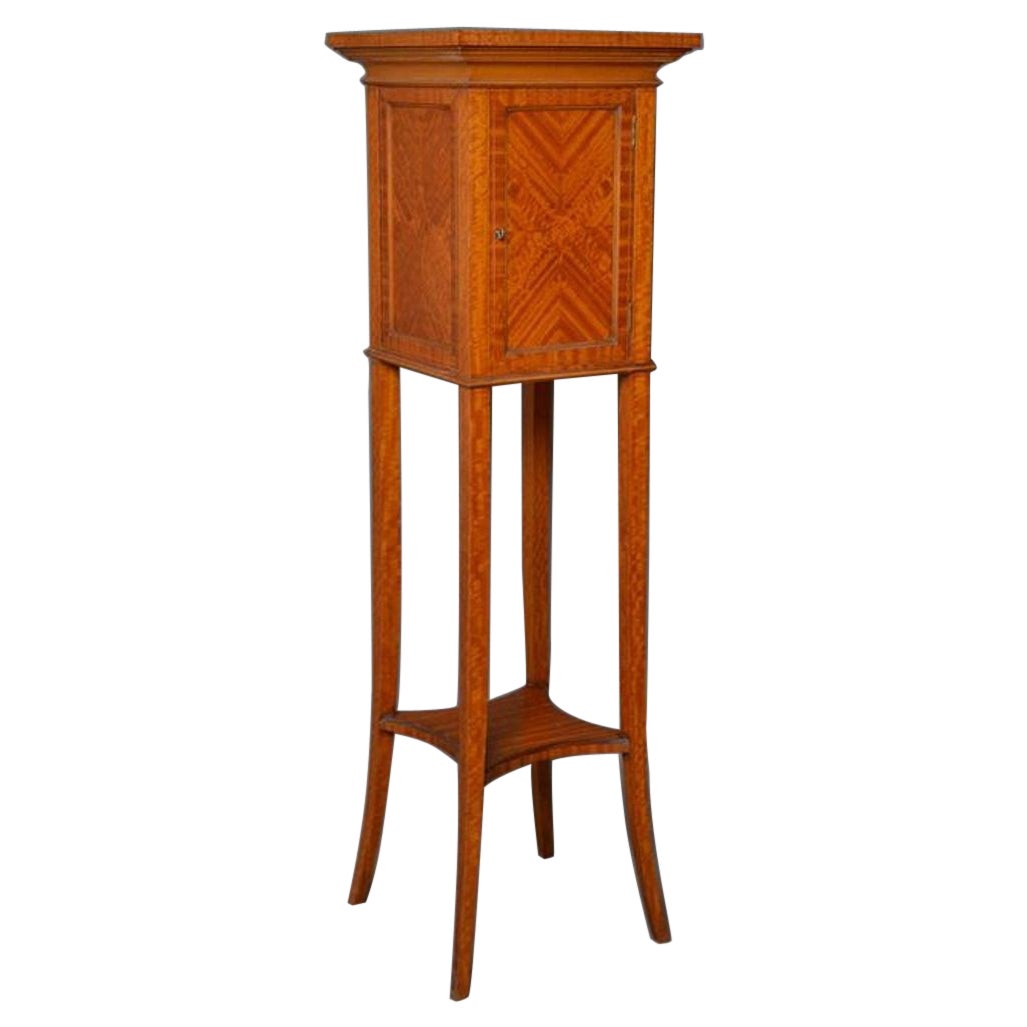 Edwardian Stand with Cupboard in satinwood For Sale