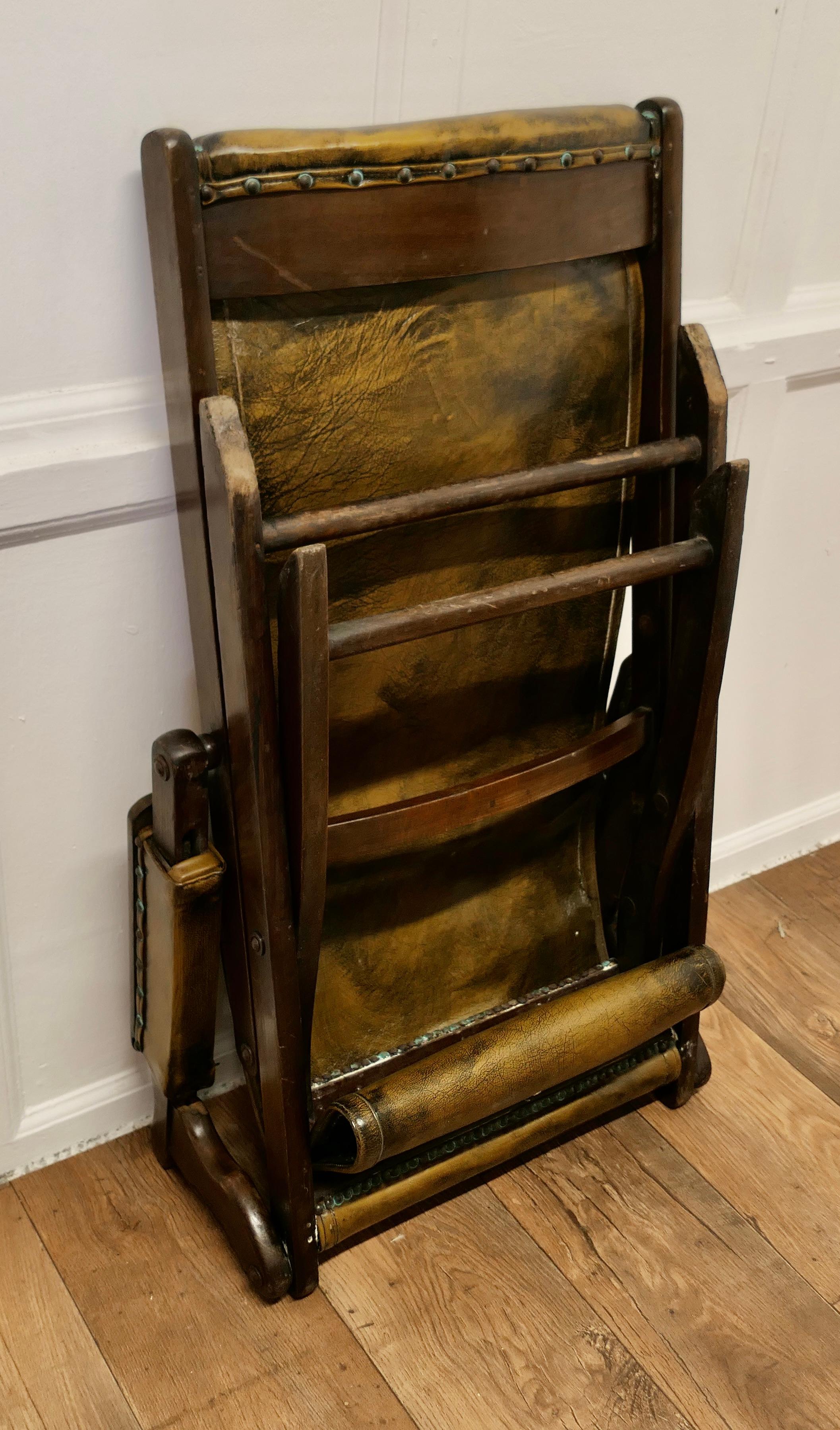 Chaise à vapeur Edwardian, chaise de pont pliante en cuir Chaise à vapeur Edwardian en vente 8
