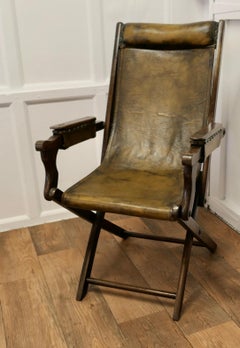 Edwardian Steamer Chair, Folding Leather Deck Chair Edwardian Steamer Chair