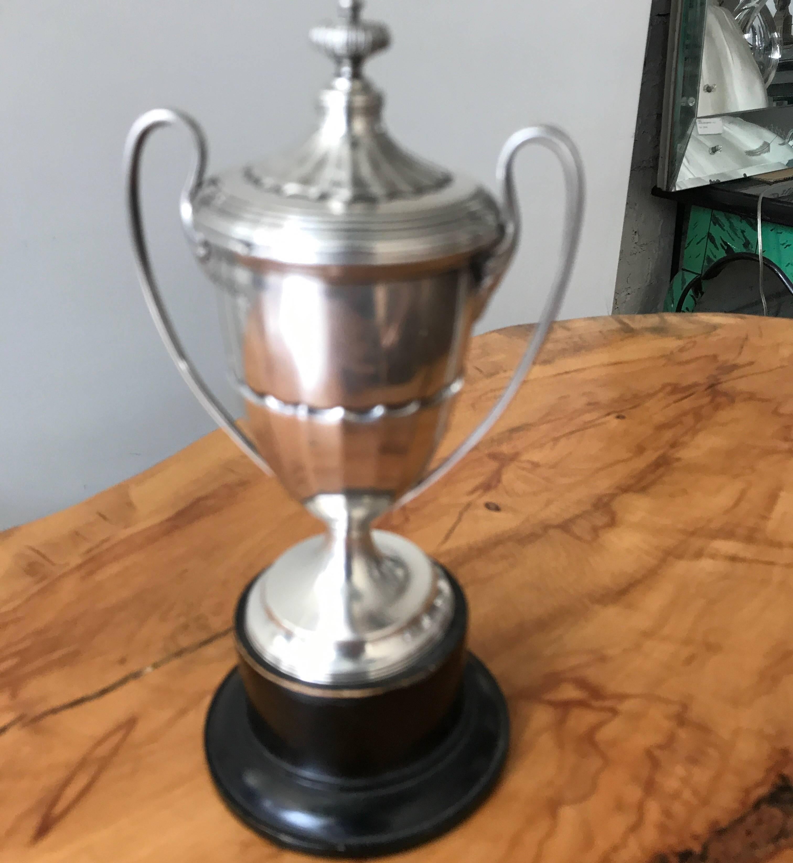 Edwardian Sterling Silver 1920s Trophy Presentation Cup In Good Condition In Chicago, IL
