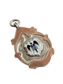 Edwardian Sterling Silver 9K Gold Windsor Shield Medal Pendant 1911