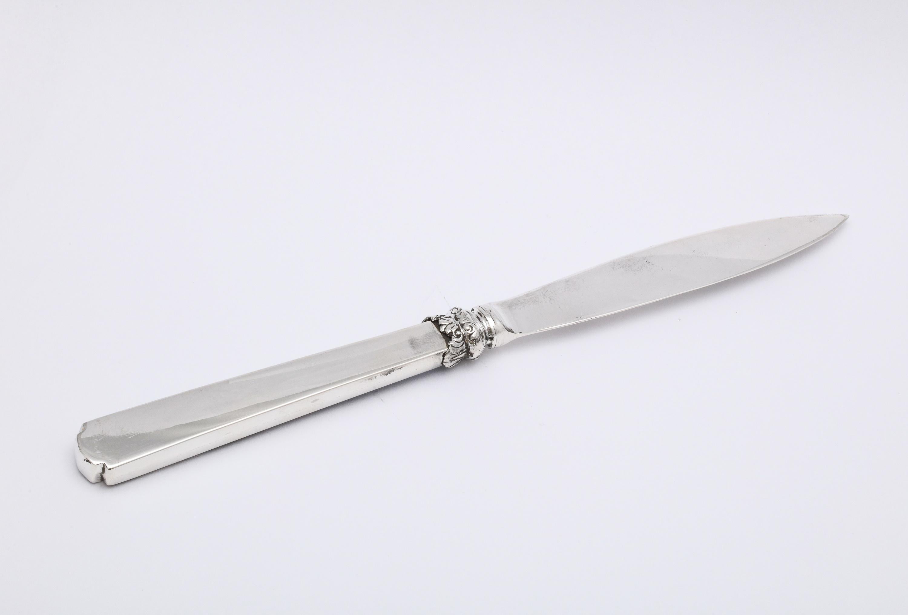 Edwardian Sterling Silver and Blue and Black Enamel, Mounted Letter Opener In Good Condition In New York, NY