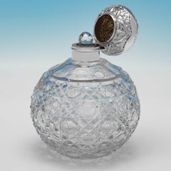 Edwardian sterling silver and cut glass scent bottle made in 1904