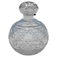 Antique Edwardian sterling silver and cut glass scent bottle made in 1904