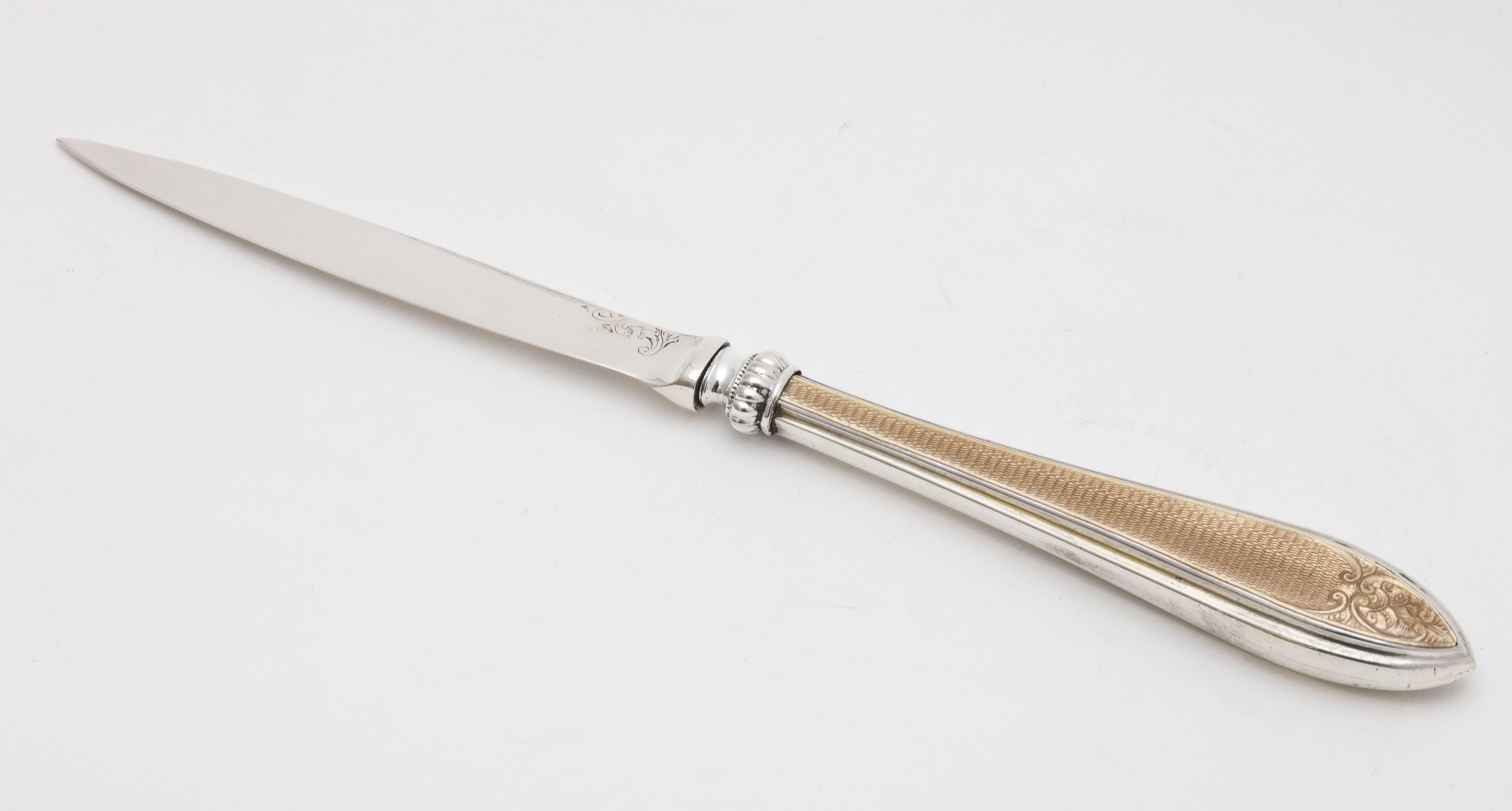 Edwardian Sterling Silver and Enamel-Mounted Letter Opener-Mappin & Webb For Sale 7