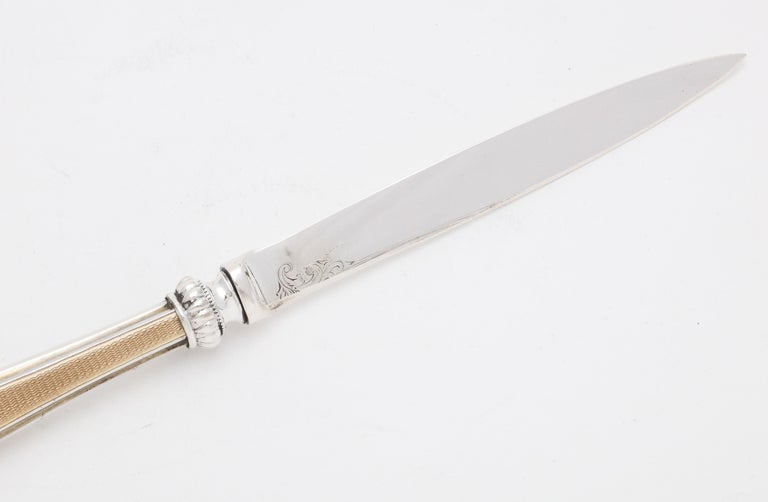 English Edwardian Sterling Silver and Enamel-Mounted Letter Opener-Mappin & Webb For Sale