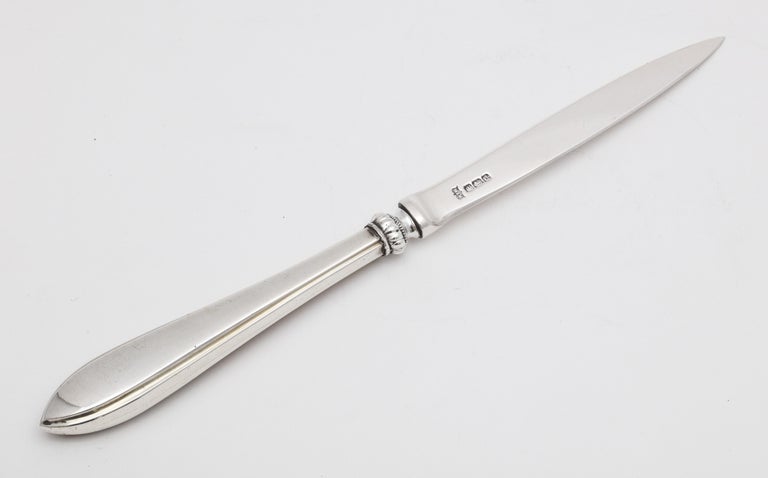 Edwardian Sterling Silver and Enamel-Mounted Letter Opener-Mappin & Webb For Sale 2