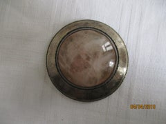 Calamaio edoardiano in argento sterling e quarzo rosa con coperchio a cerniera