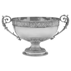 Ciotola edoardiana in argento con fregio romano di Elkington, 1903