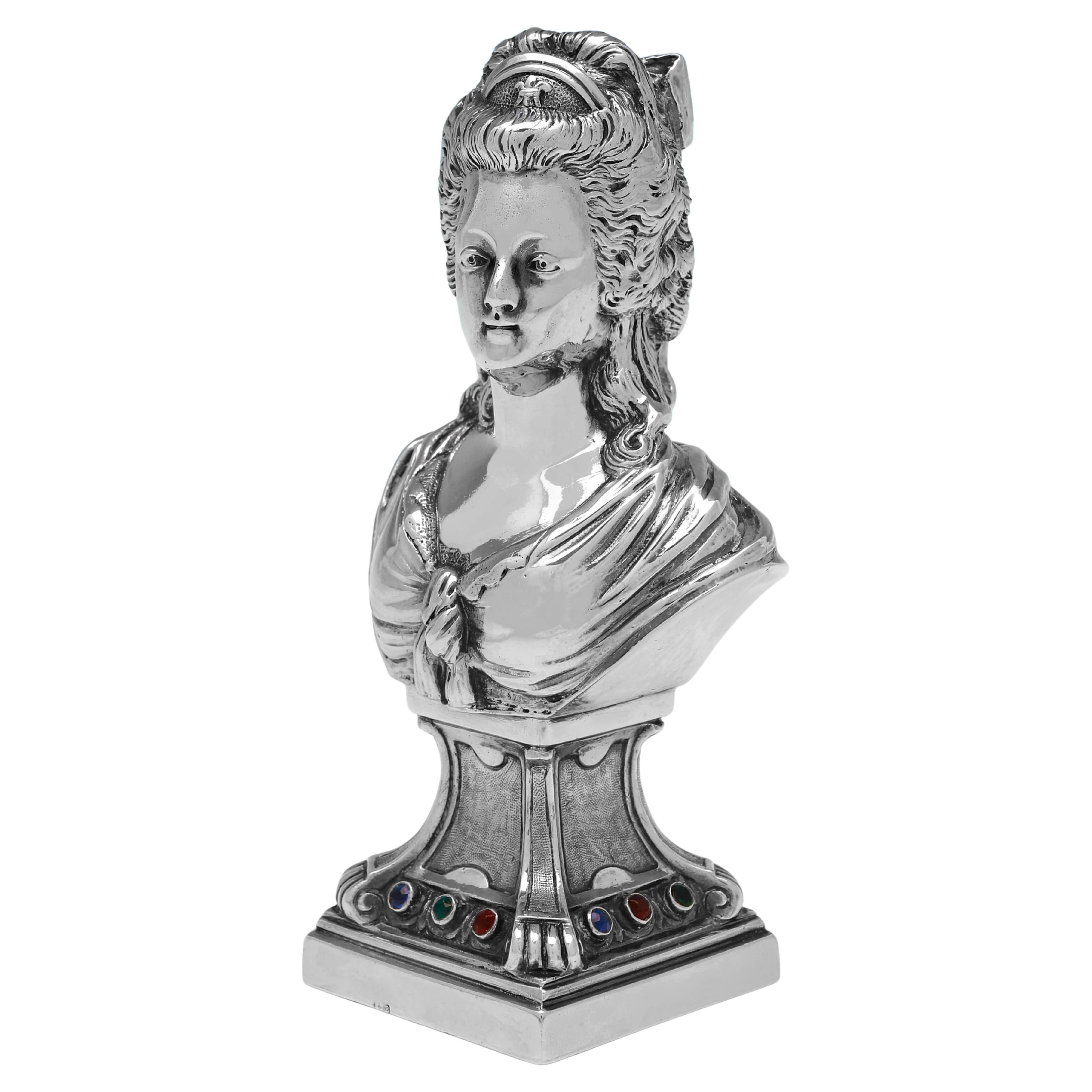 Edwardianische Sterlingsilberbüste von Marie Antoinette aus dem Jahr 1902 aus London im Angebot