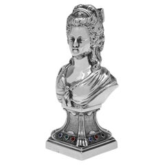 Edwardian sterling silver bust of Marie Antoinette made in London in 1902