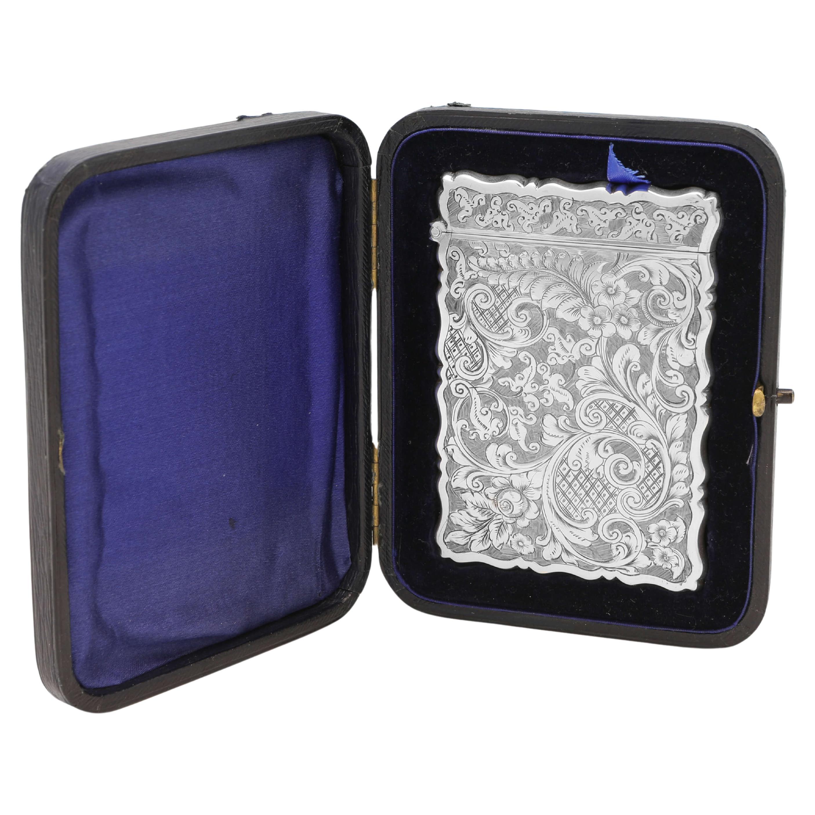 Edwardian Sterling Silver Card Case - George Unite - 1905 For Sale