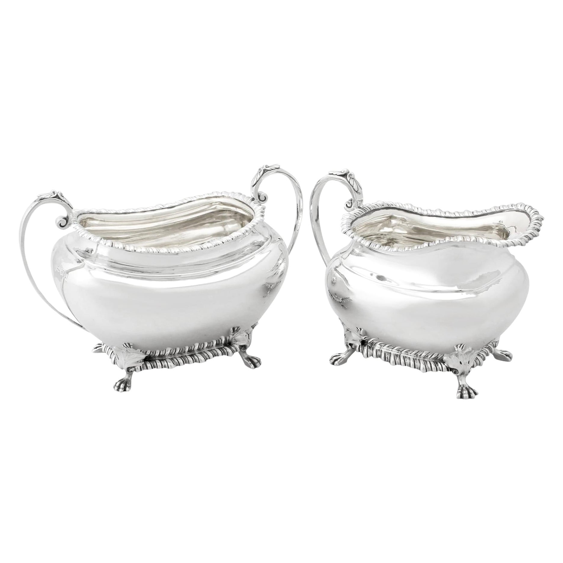 Edwardian Sterling Silver Cream Jug/ Creamer and Sugar Bowl