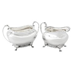 Edwardian Sterling Silver Cream Jug/ Creamer and Sugar Bowl