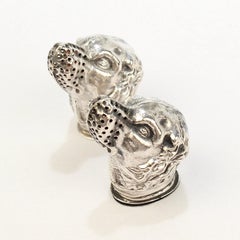 Edwardian Sterling Silver Dog Form Salt and Pepper Shakers, Ex Mario Buatta
