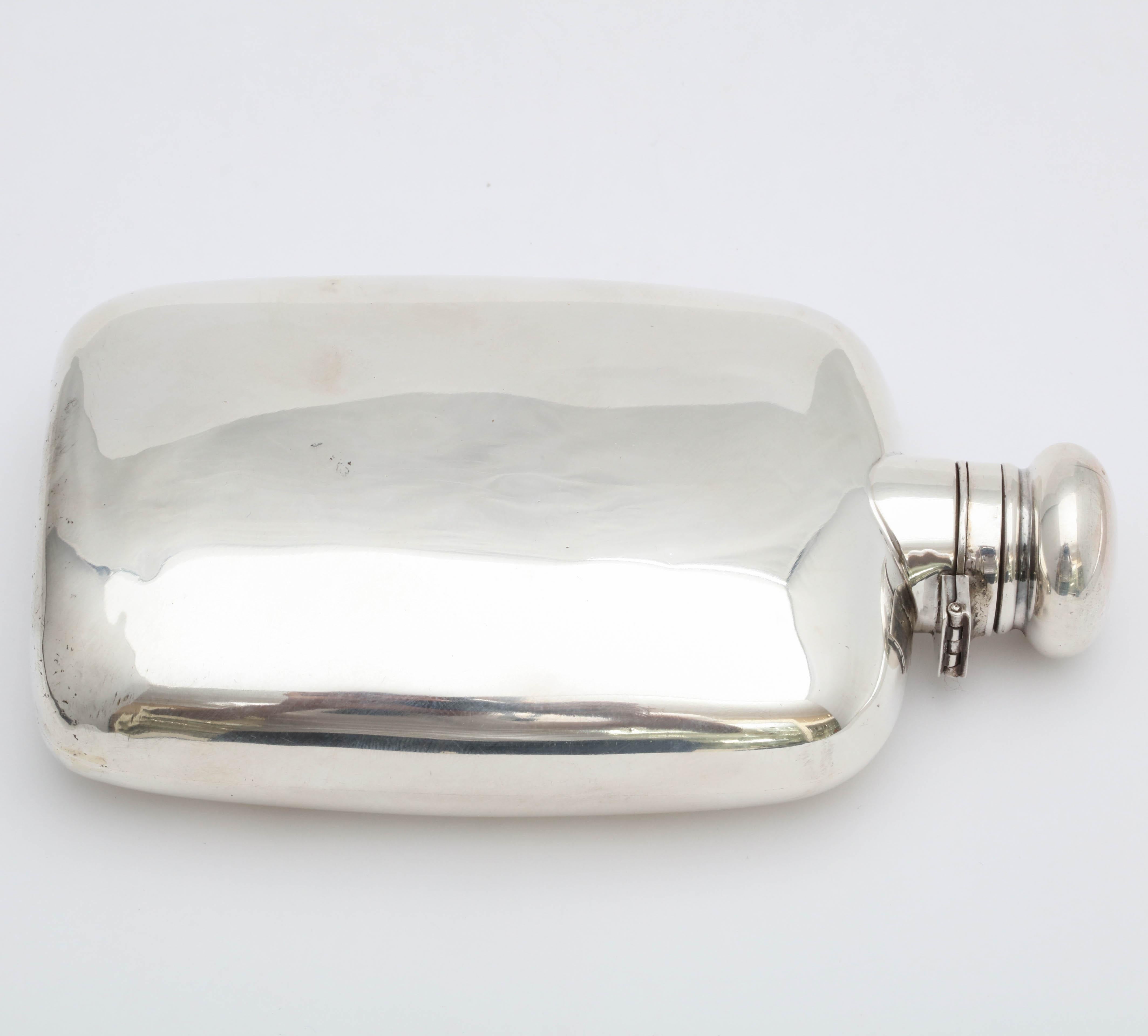 Edwardian Sterling Silver Flask with Hinged Lid 5
