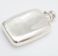Edwardian Sterling Silver Flask with Hinged Lid