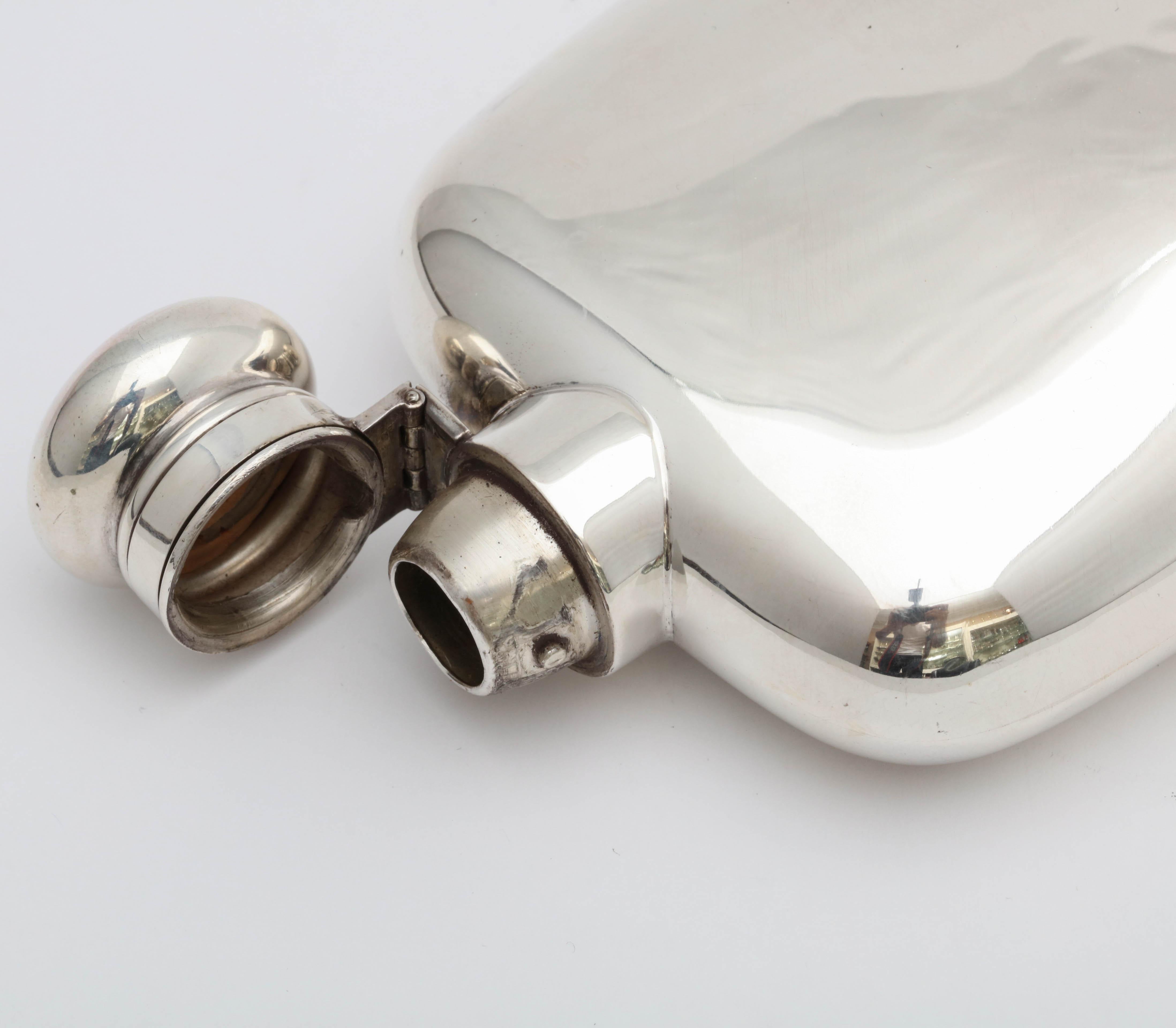 Edwardian Sterling Silver Flask with Hinged Lid 3