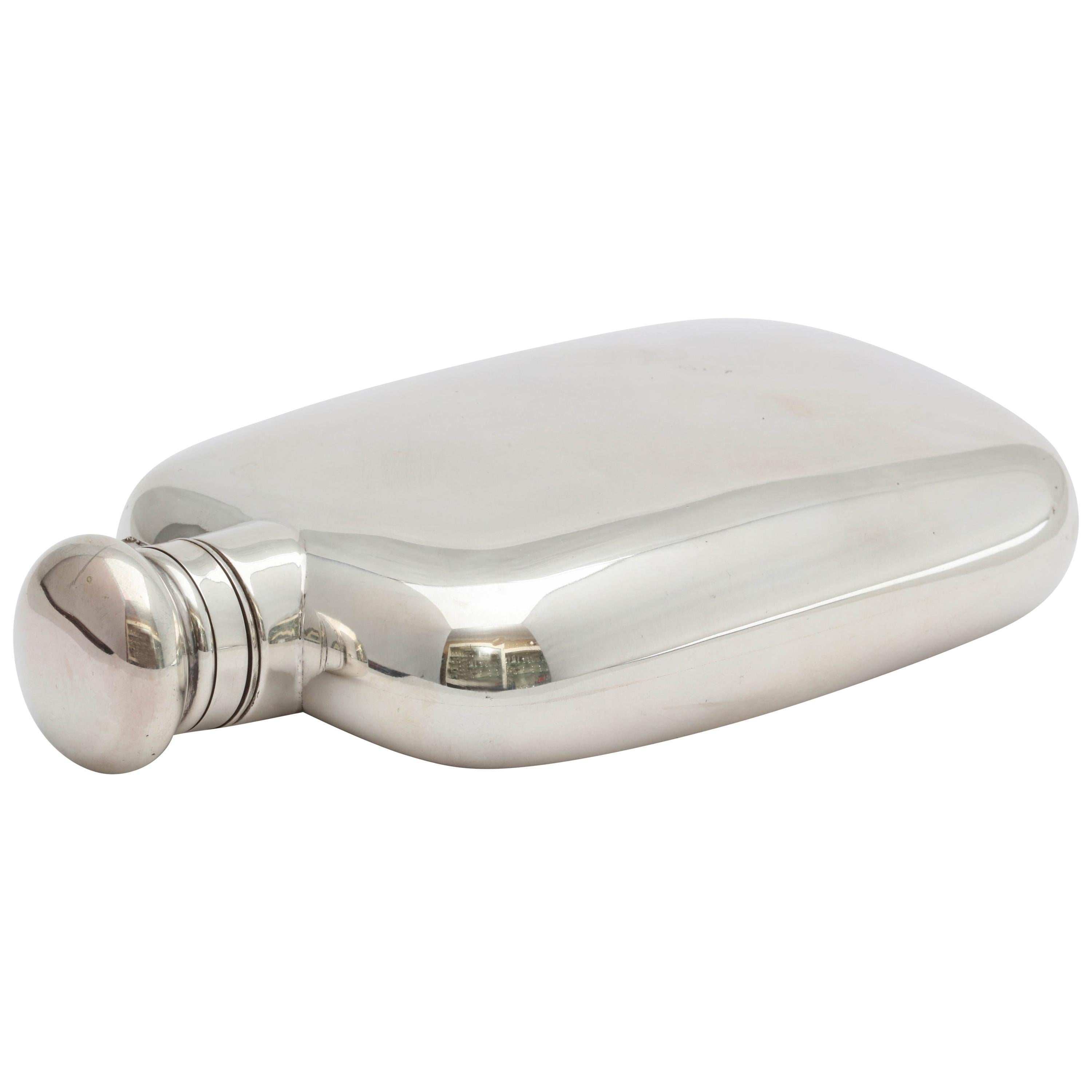 Edwardian Sterling Silver Flask with Hinged Lid