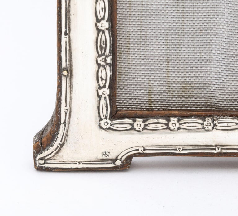 Edwardian, Sterling Silver Footed Picture Frame with Wood Back For Sale