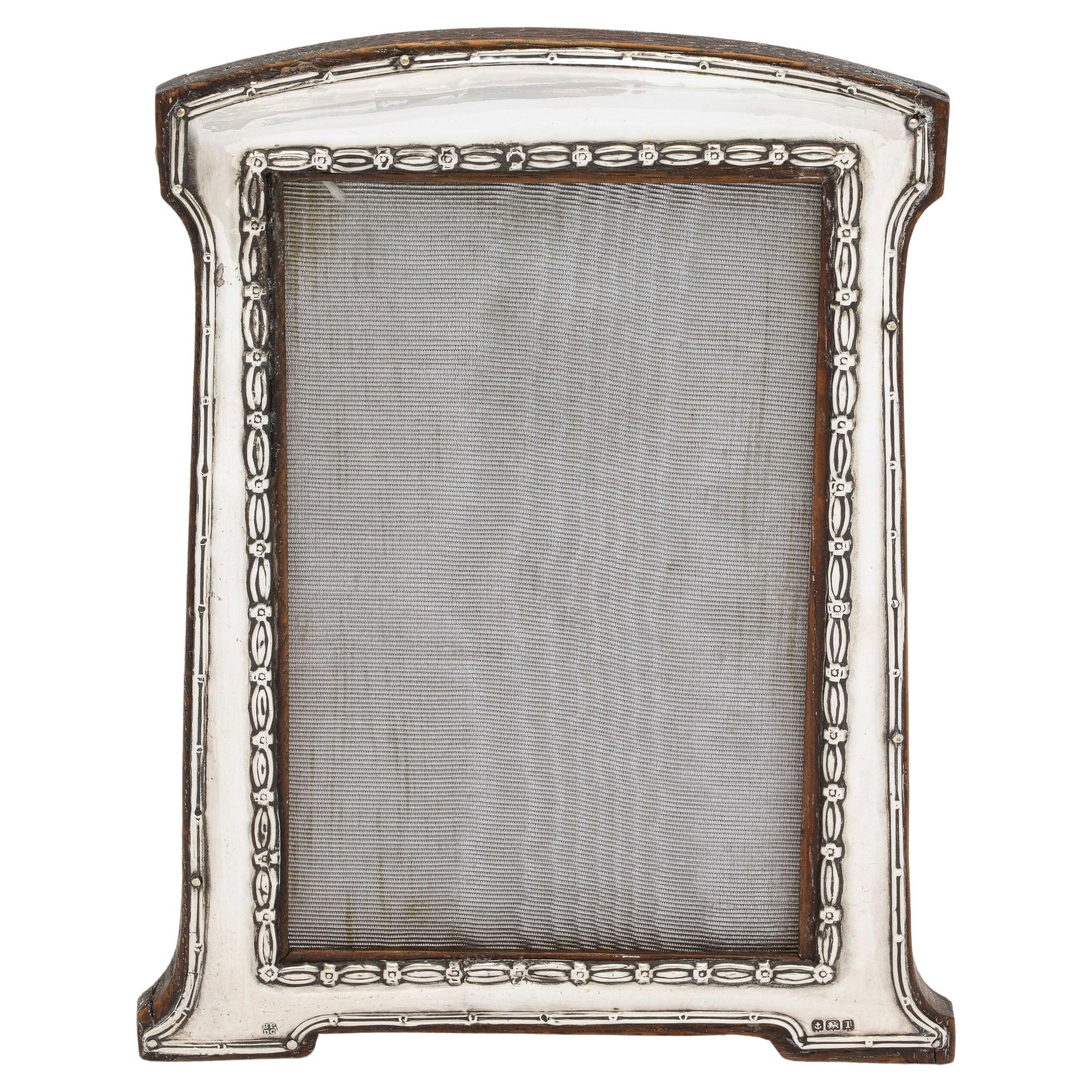 Edwardian, Sterling Silver Footed Picture Frame with Wood Back