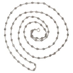 Edwardian Sterling Silver French Long Chain