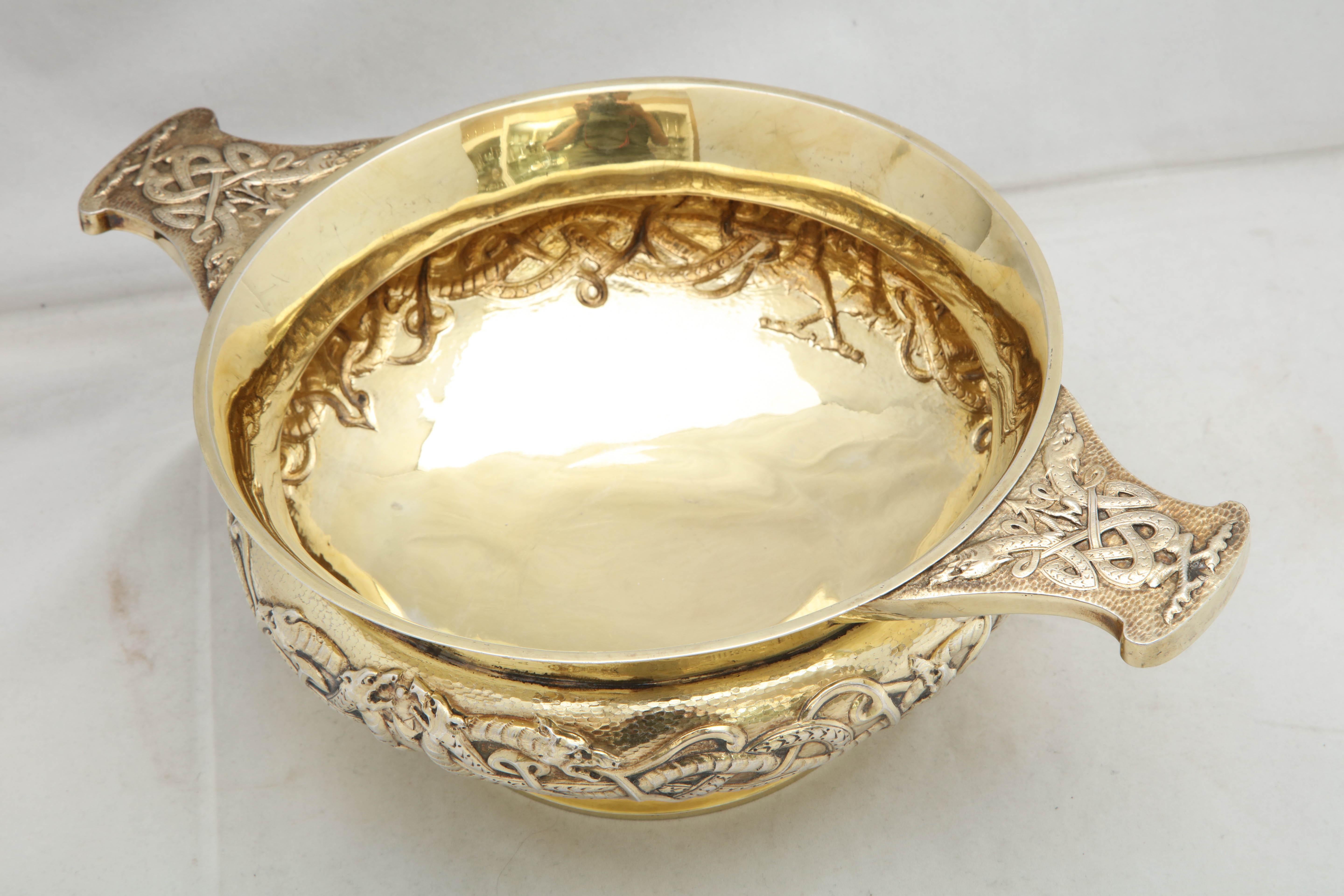 Edwardian Period Sterling Silver-Gilt Celtic-Style Centerpiece Bowl 5