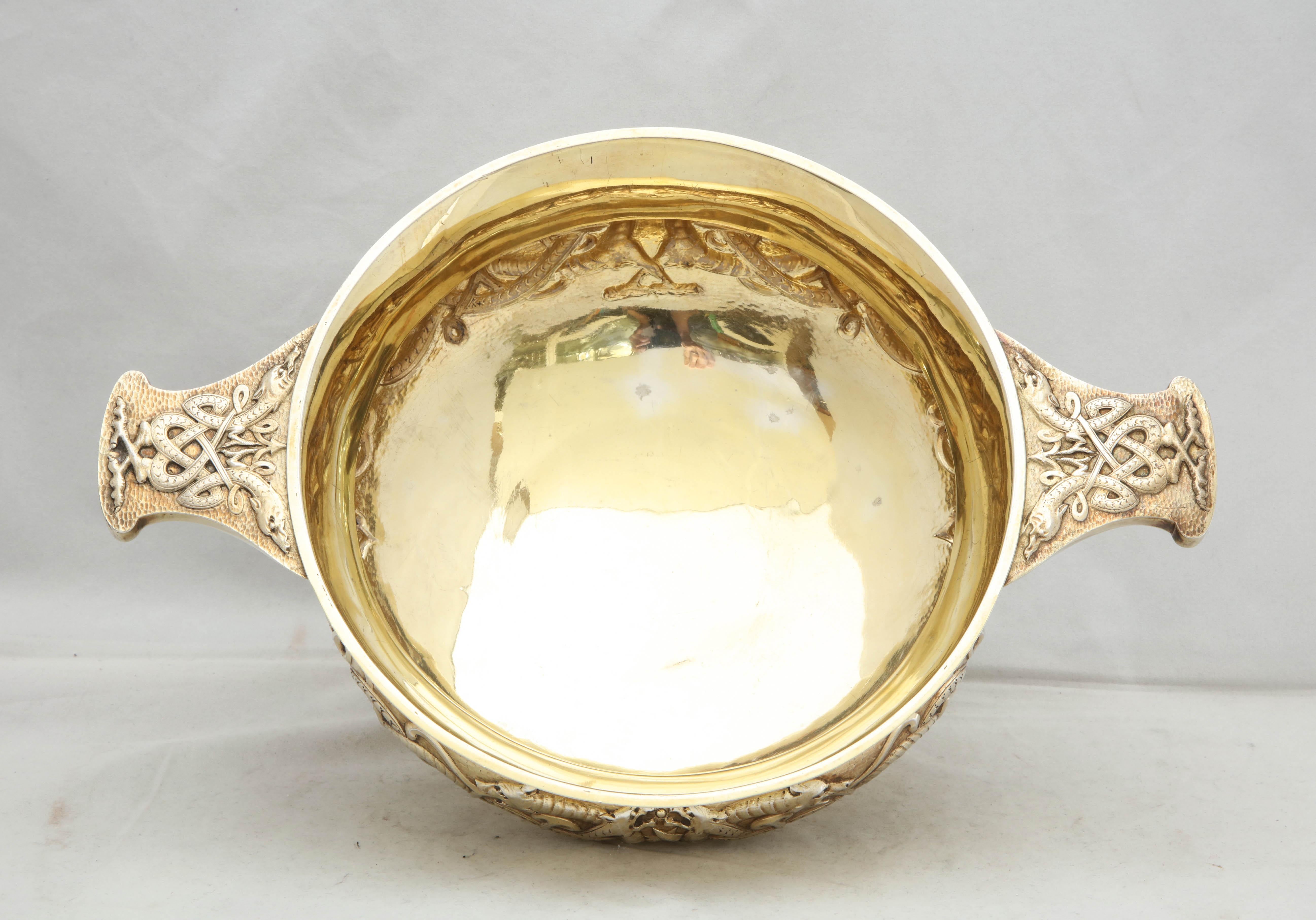 Edwardian Period Sterling Silver-Gilt Celtic-Style Centerpiece Bowl 10