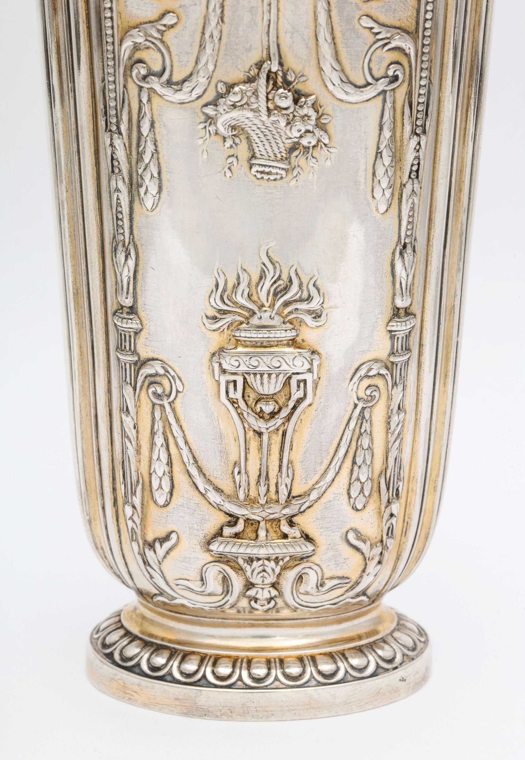 French Edwardian Sterling Silver-Gilt Vase, Paris