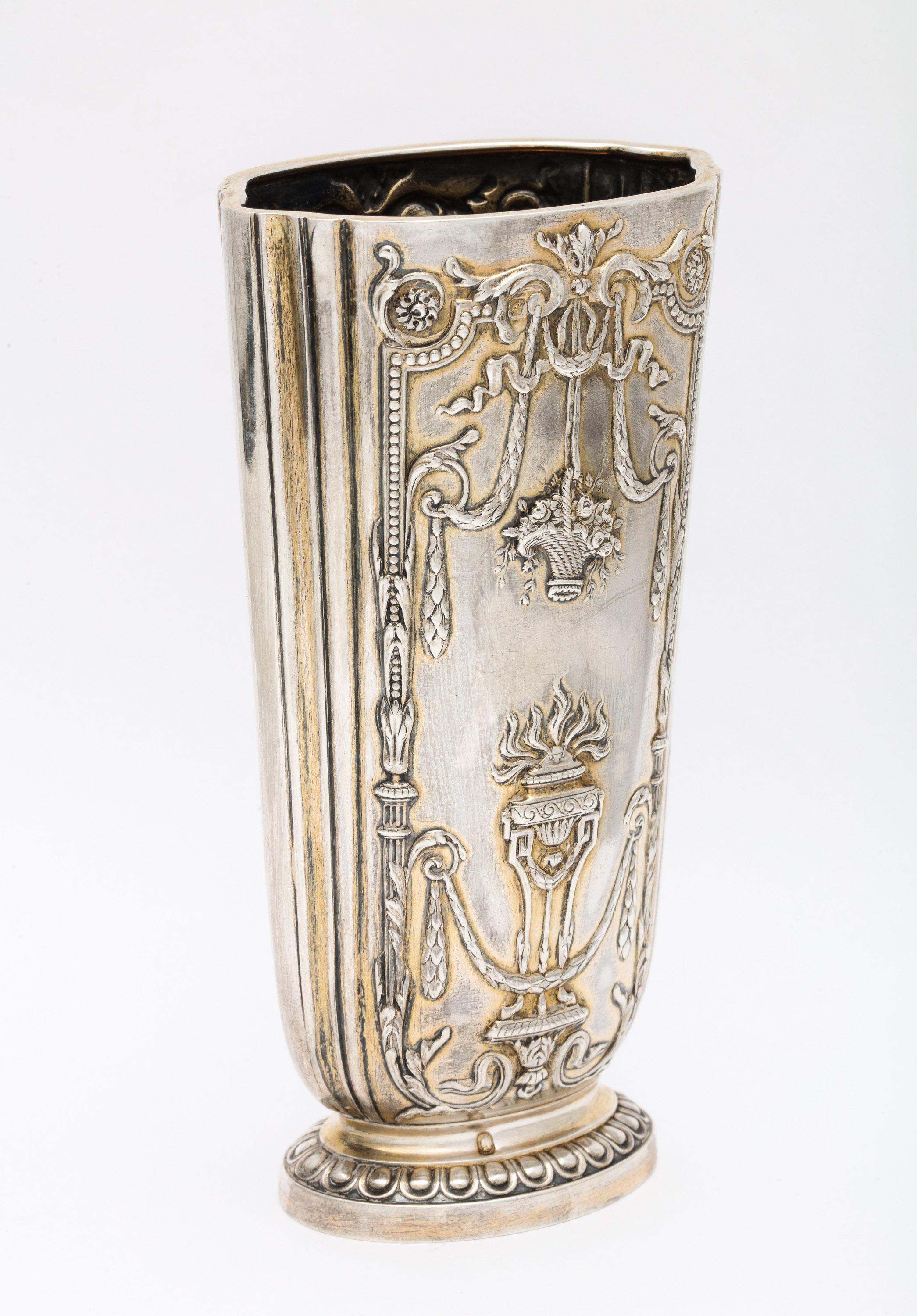 Early 20th Century Edwardian Sterling Silver-Gilt Vase, Paris