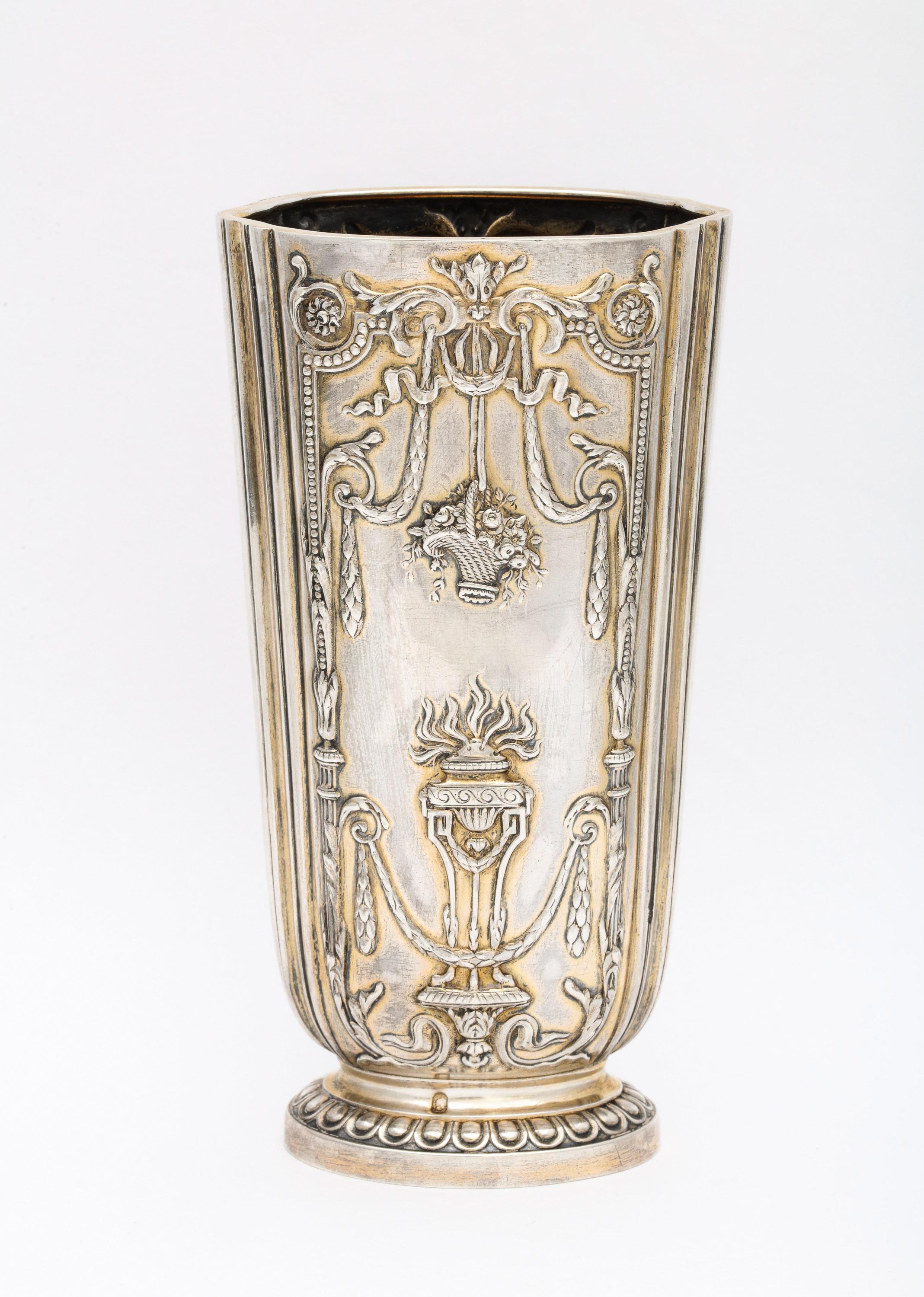 Edwardian Sterling Silver-Gilt Vase, Paris 1
