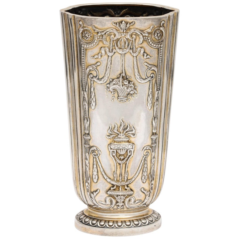 Edwardian Sterling Silver-Gilt Vase, Paris For Sale