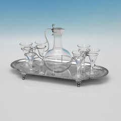 Set da liquore in argento e vetro di epoca edoardiana, William Hutton, 1904