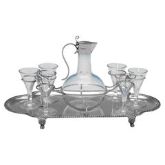 Set da liquore in argento e vetro di epoca edoardiana, William Hutton, 1904