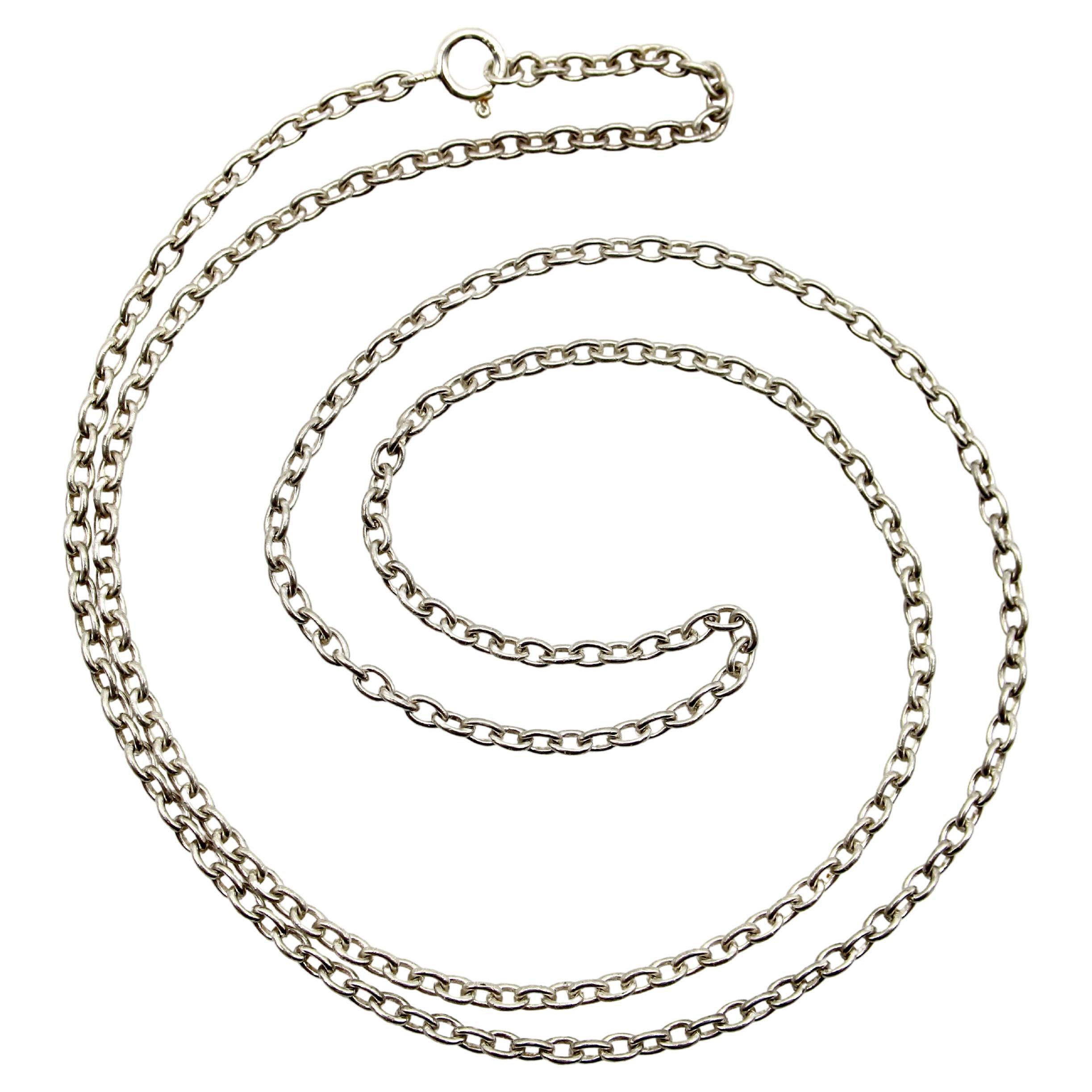 Edwardian Sterling Silver Handmade Chain For Sale